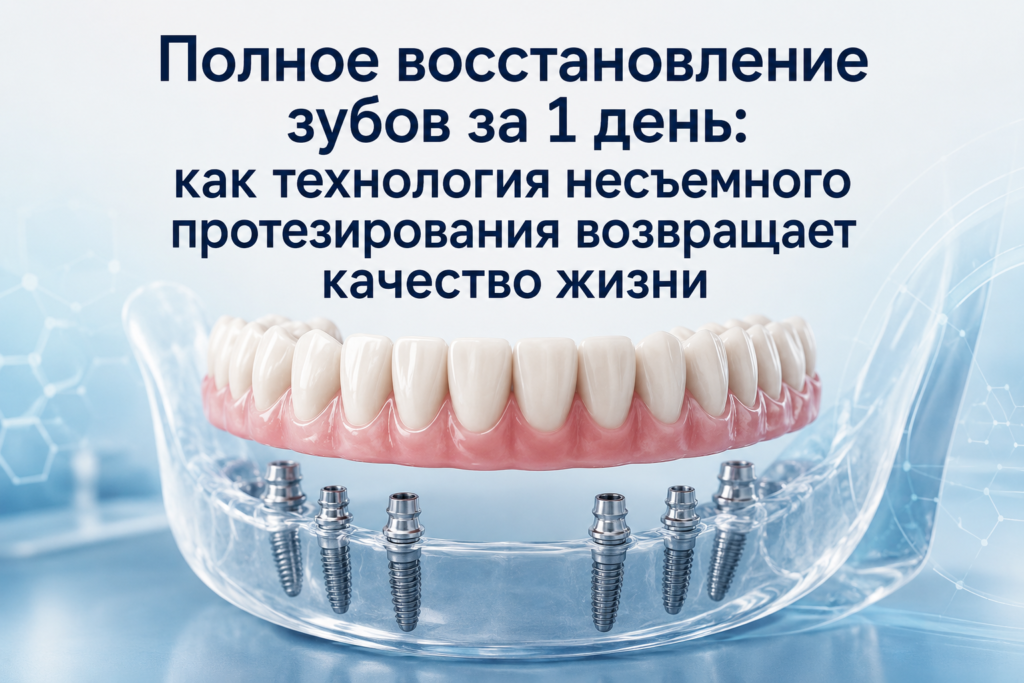 Зубы за 1 день в Москве: тотальное протезирование All-on-4 в клинике Espadent. Верните качество жизни без боли и страха. Имплантация при полном отсутствии зубов с фиксированной ценой и рассрочкой 0 процентов. Несъемный протез на имплантах за один визит: честный подход и экспертное лечение. Забудьте о неудобных съемных протезах навсегда.