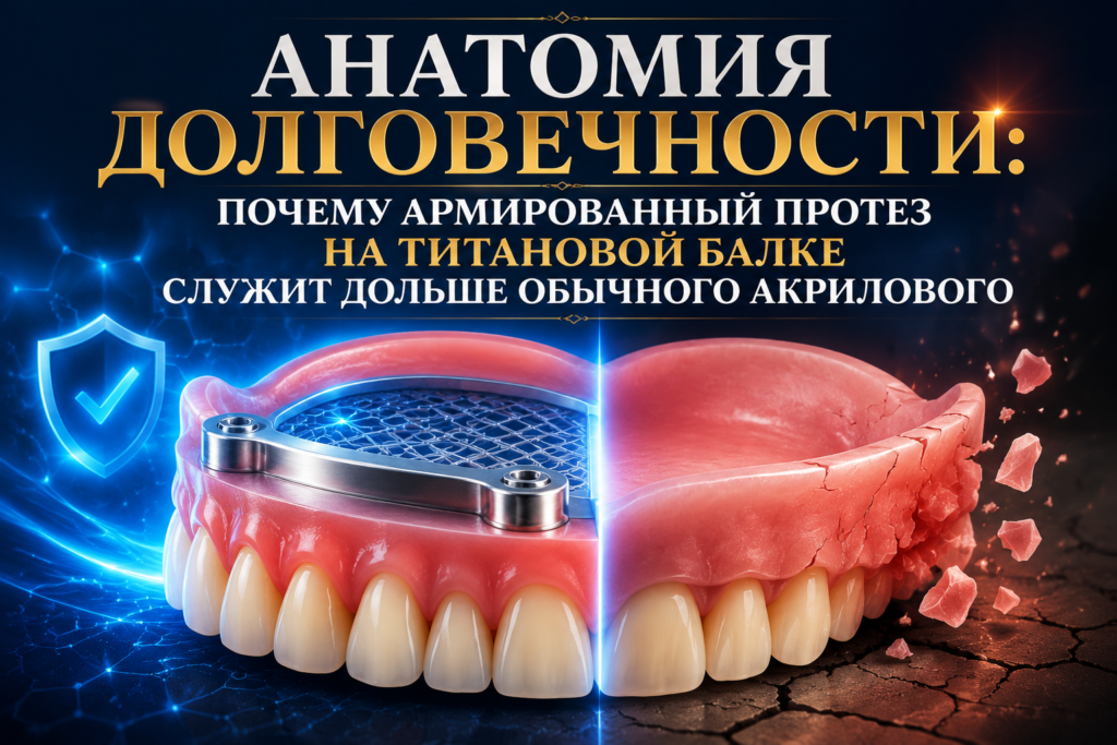 Почему армированный протез на титановой балке надежнее акрила: долговечность для Espadent