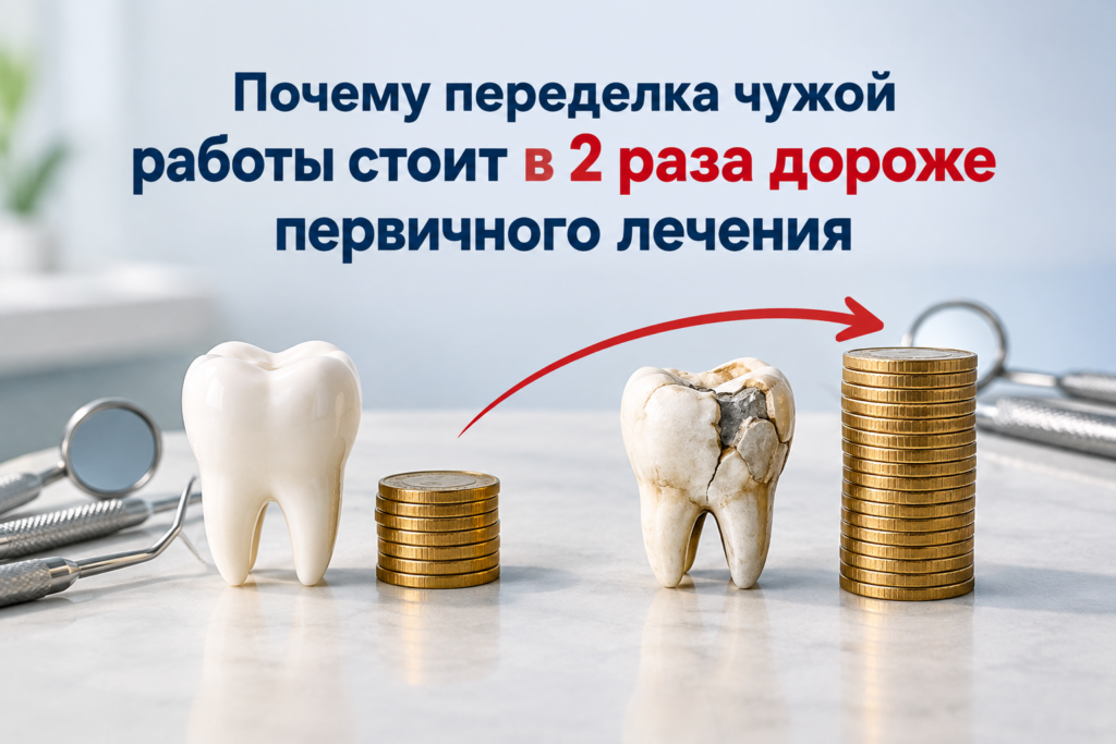 Почему переделка имплантации зубов дороже первичного лечения в Espadent