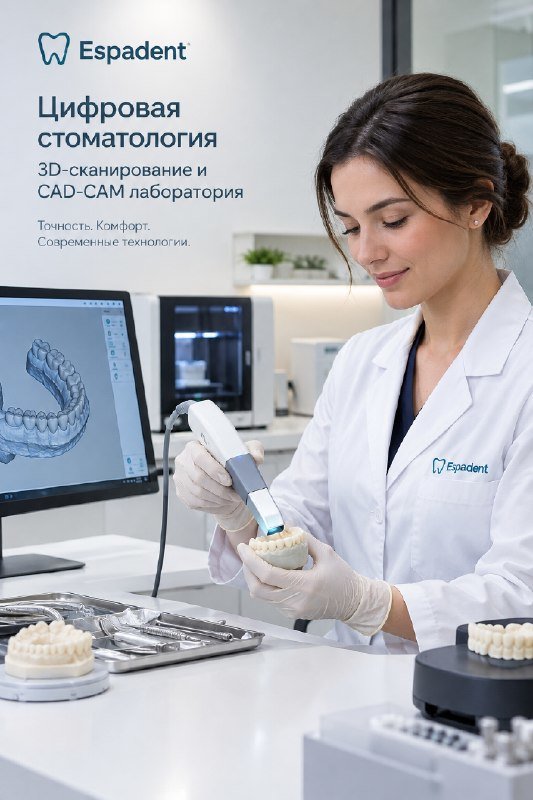 🦷 Всё чаще вместо слепочной массы врач просто водит по зубам 3D-сканером. Быстрее, точнее и без рвотного ре...
